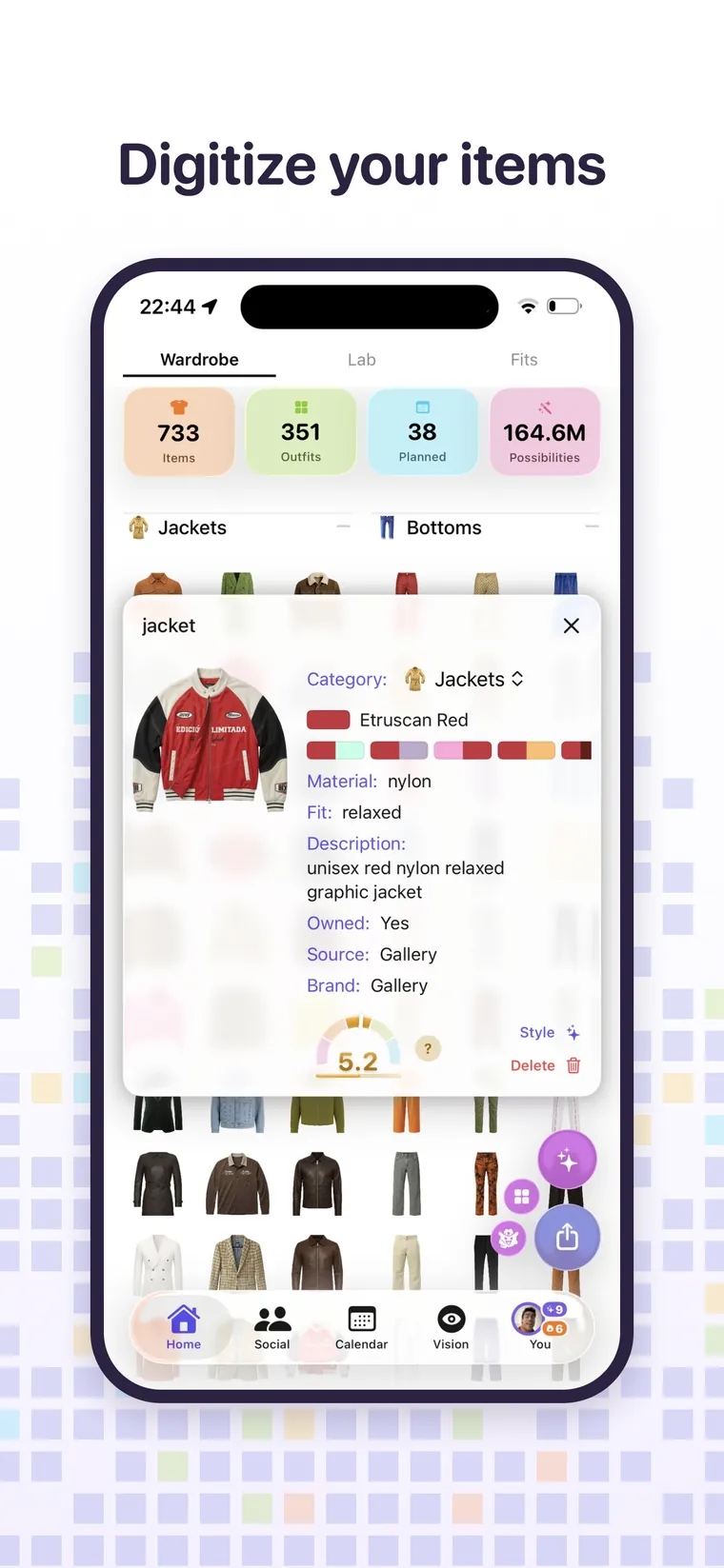 Digitise a pile of clothes in one photo in the Awtfit app